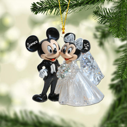 Cute Mouse Wedding Couple - Personalized Mouse Ornament