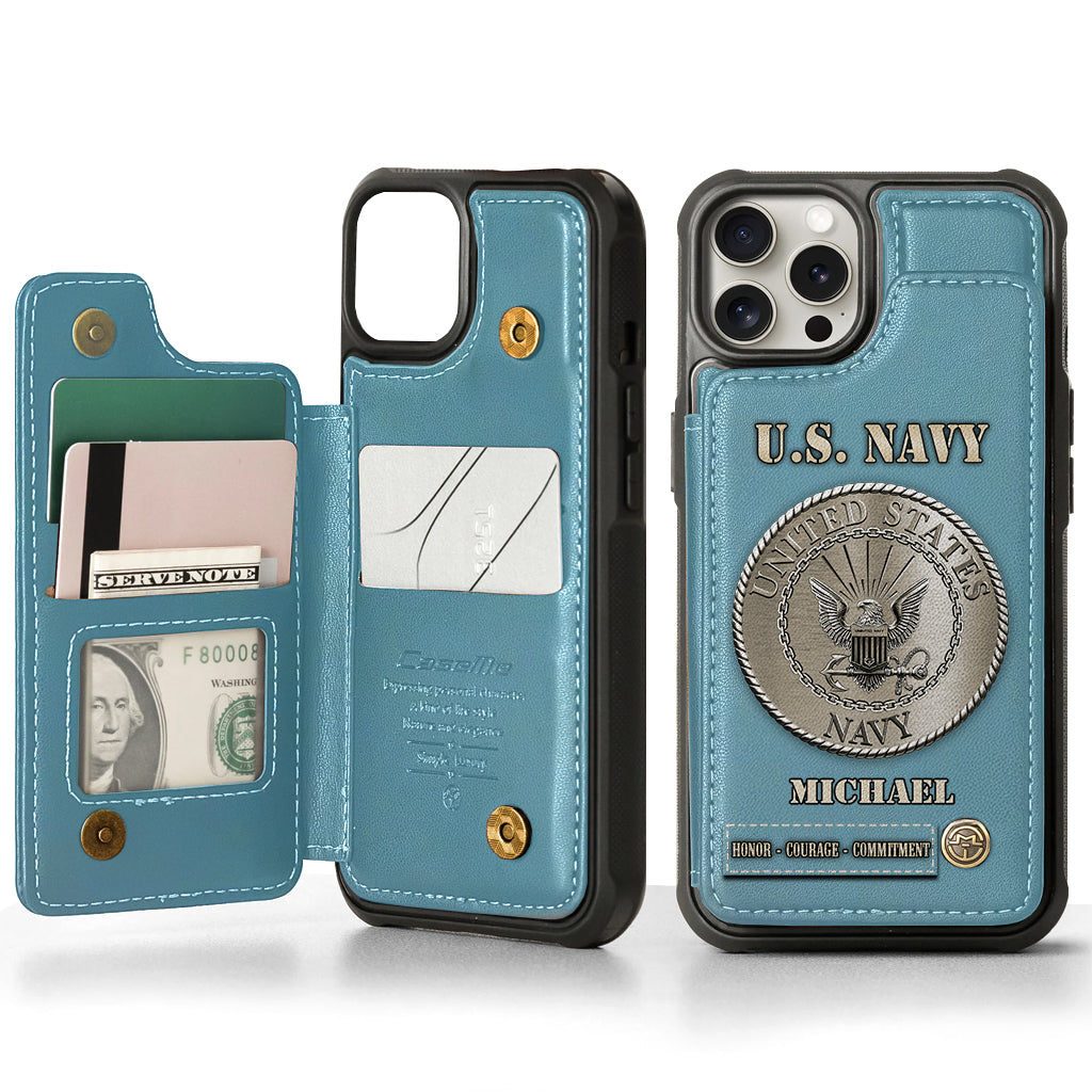 Honor, Courage, Commitment - Personalized Veteran Wallet Phone Case