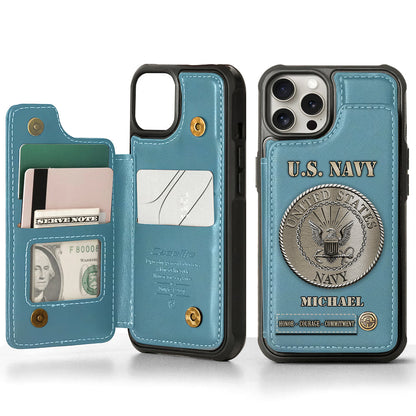Honor, Courage, Commitment - Personalized Veteran Wallet Phone Case
