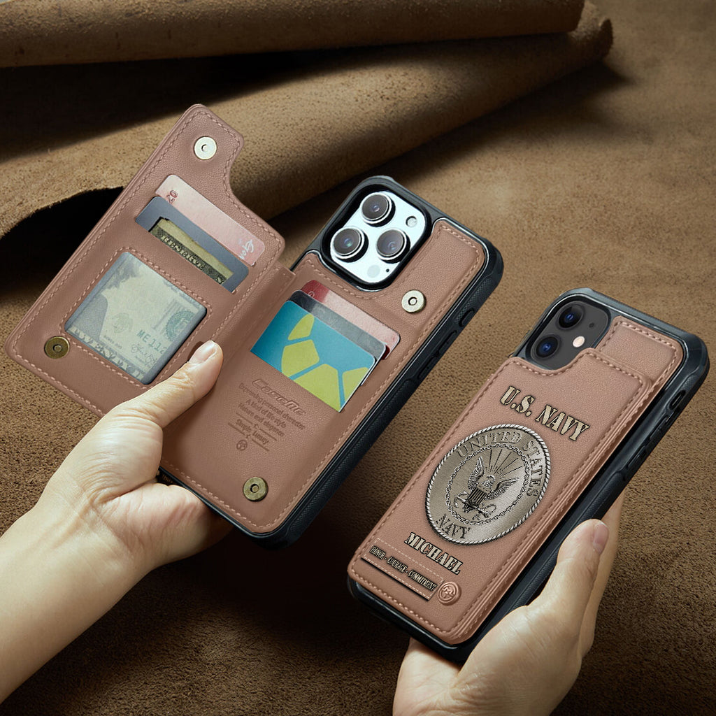 Honor, Courage, Commitment - Personalized Veteran Wallet Phone Case