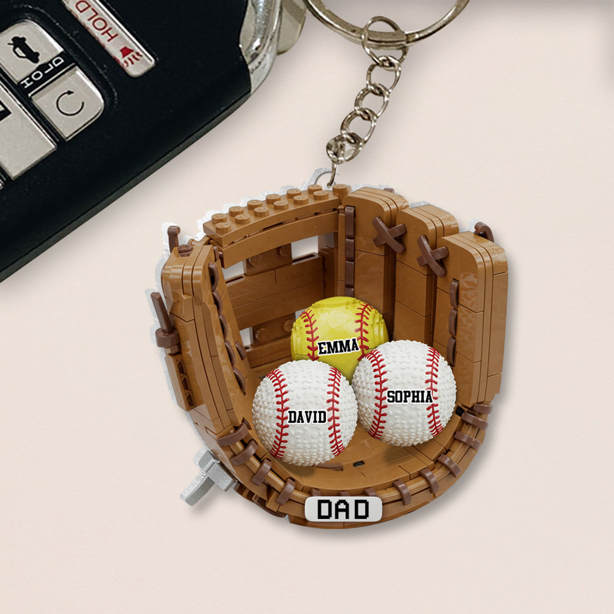 We Caught The Best Dad Baseball, Softball - Personalized Father Transparent Keychain