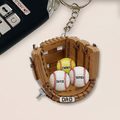 We Caught The Best Dad Baseball, Softball - Personalized Father Transparent Keychain
