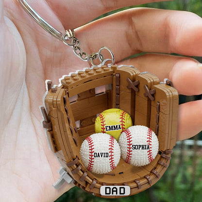 We Caught The Best Dad Baseball, Softball - Personalized Father Transparent Keychain