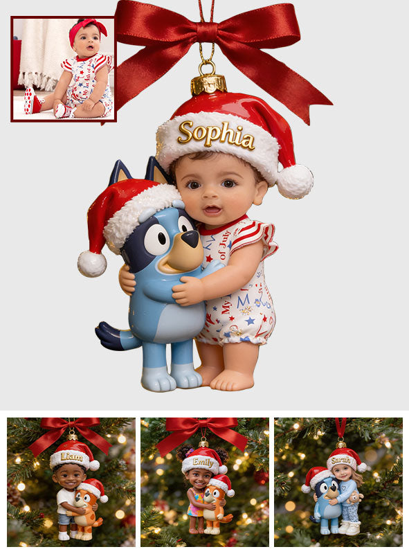 Merry Christmas - Personalized Blue Dog Premium 3D Ornament