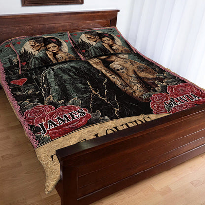 The Lovers - Personalized Couple Quilt Set