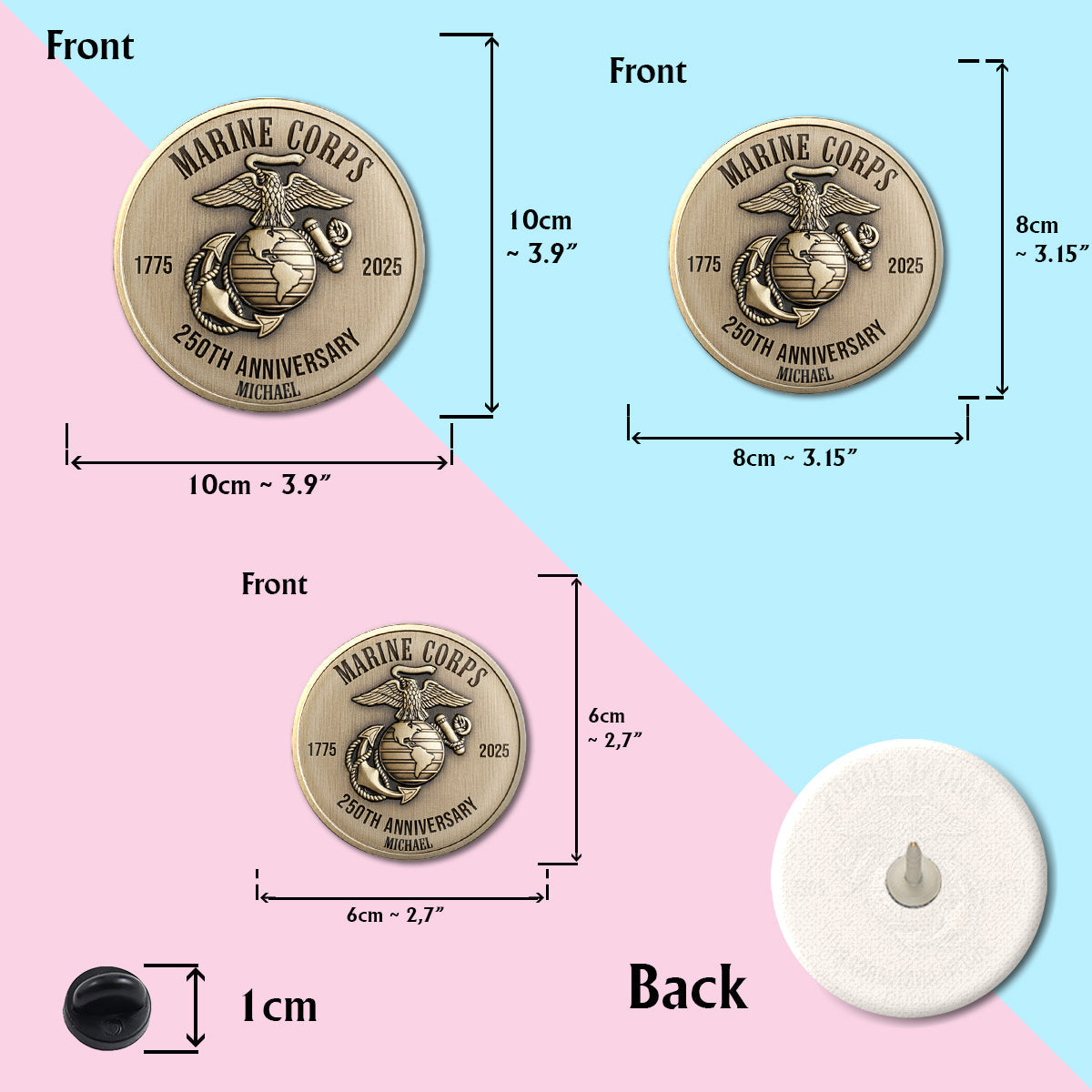 250th Anniversary Marine Corps - Personalized Veteran Pin
