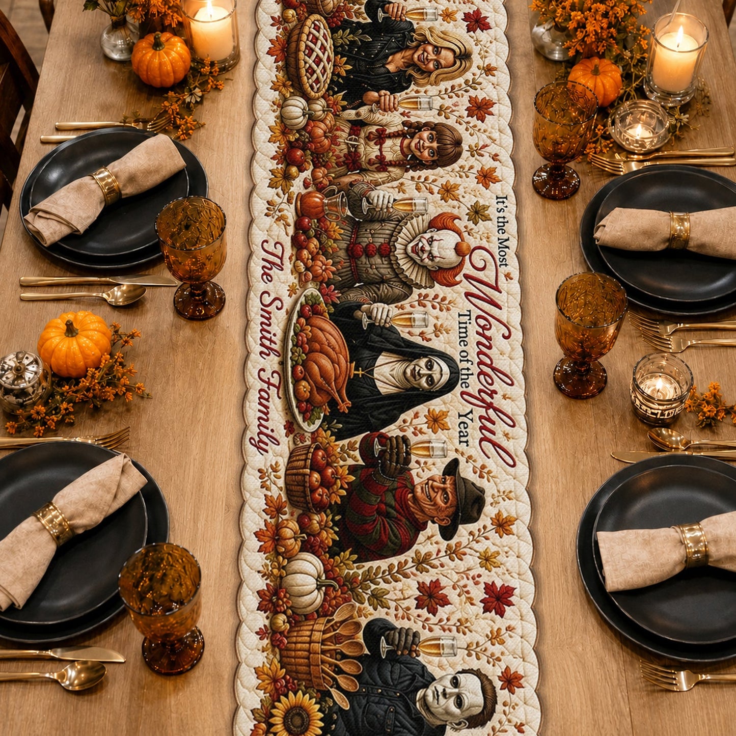 Cheers! - Personalized Horror Character Table Runner Custom Shape