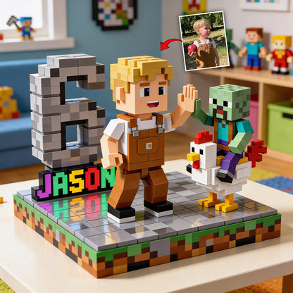 Blocky Kid - Personalized Block World Custom Shaped Acrylic Plaque