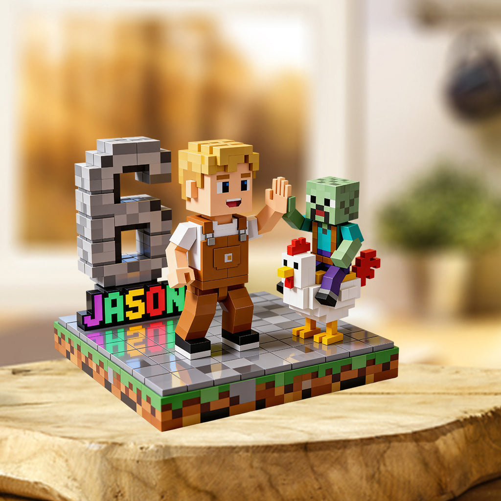 Blocky Kid - Personalized Block World Custom Shaped Acrylic Plaque