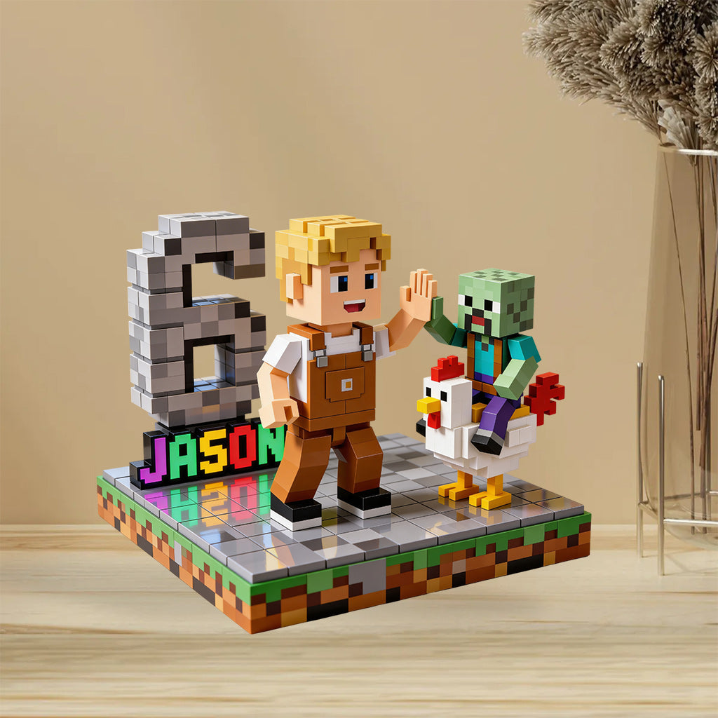 Blocky Kid - Personalized Block World Custom Shaped Acrylic Plaque