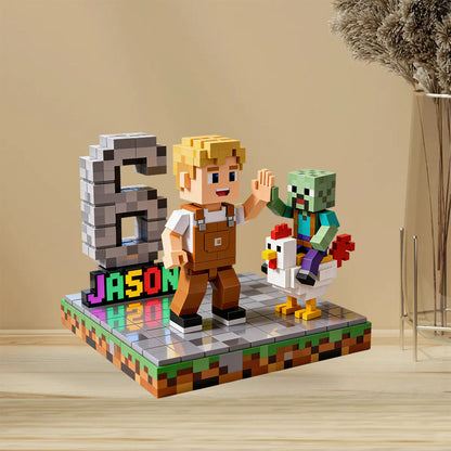 Blocky Kid - Personalized Block World Custom Shaped Acrylic Plaque