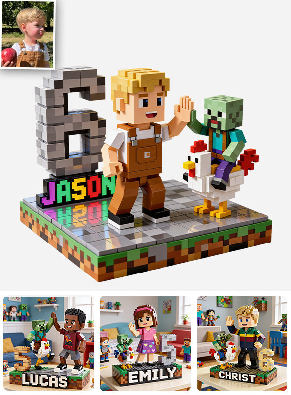 Blocky Kid - Personalized Block World Custom Shaped Acrylic Plaque