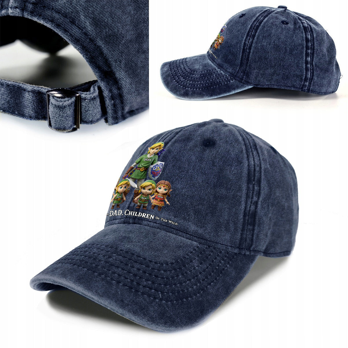 The Legend Of Dad - Personalized The Hero's Legend Washed Denim Cap