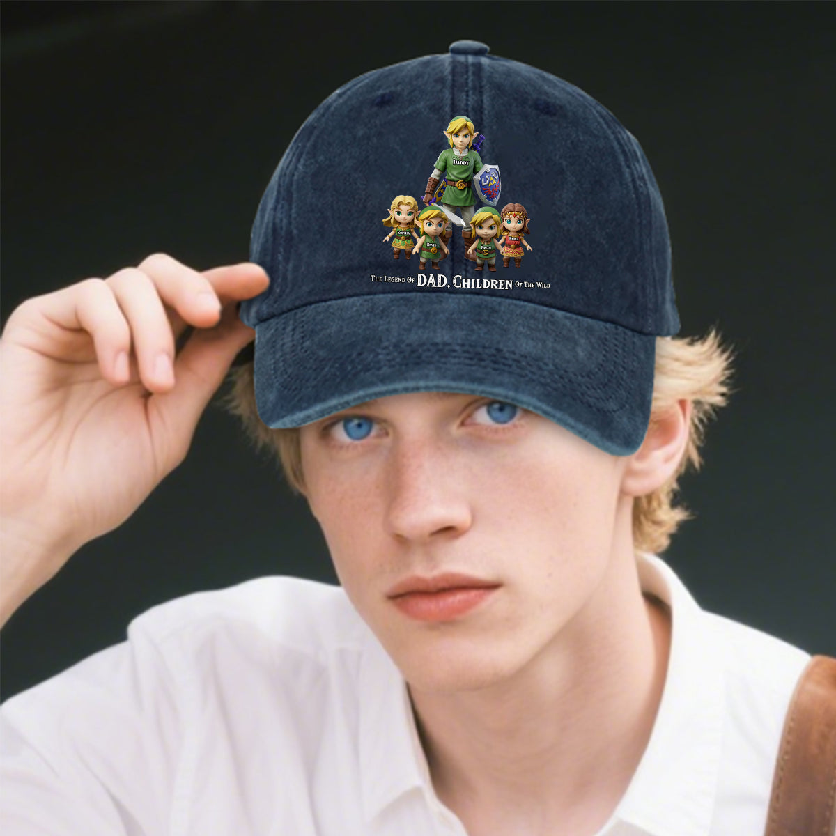 The Legend Of Dad - Personalized The Hero's Legend Washed Denim Cap
