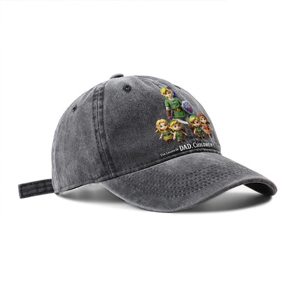 The Legend Of Dad - Personalized The Hero's Legend Washed Denim Cap