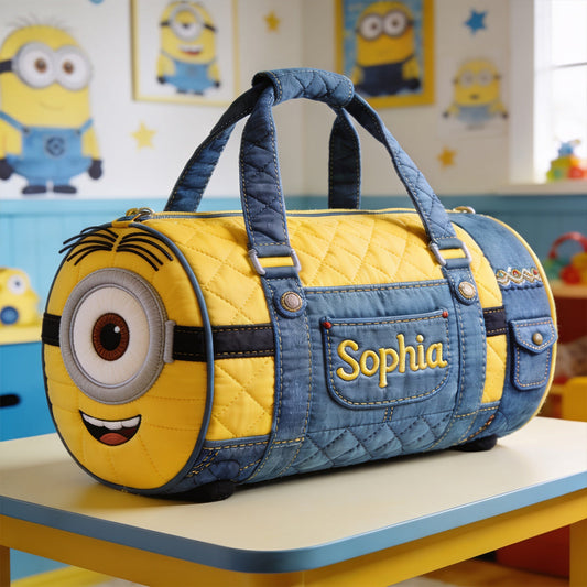 Cute Yellow Monster - Personalized Quilted Duffle Bag