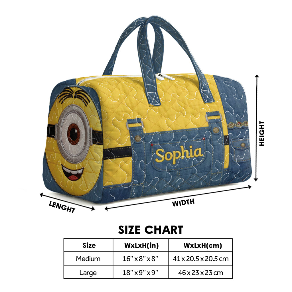 Cute Yellow Monster - Personalized Quilted Duffle Bag