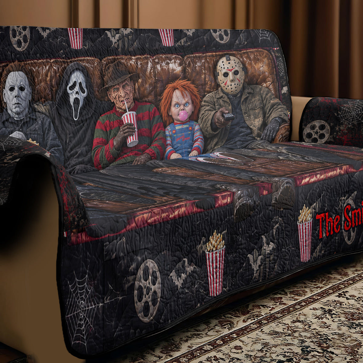 Halloween Time - Personalized Horror Character Quilted Sofa/Couch Cover