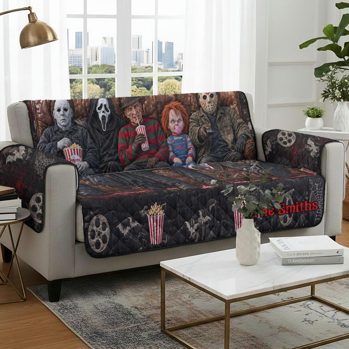 Halloween Time - Personalized Horror Character Quilted Sofa/Couch Cover