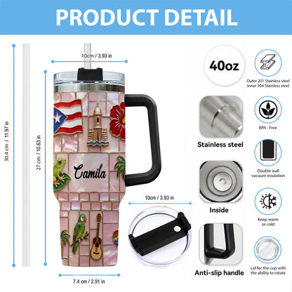 Proud Puerto Rican - Personalized Expats Tumbler With Plush Charm