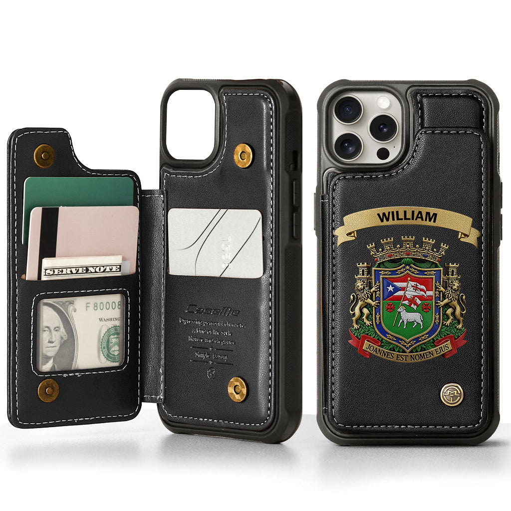 Proud Puerto Rico, Joannes Est Nomen Ejus - Personalized Expats Wallet Phone Case