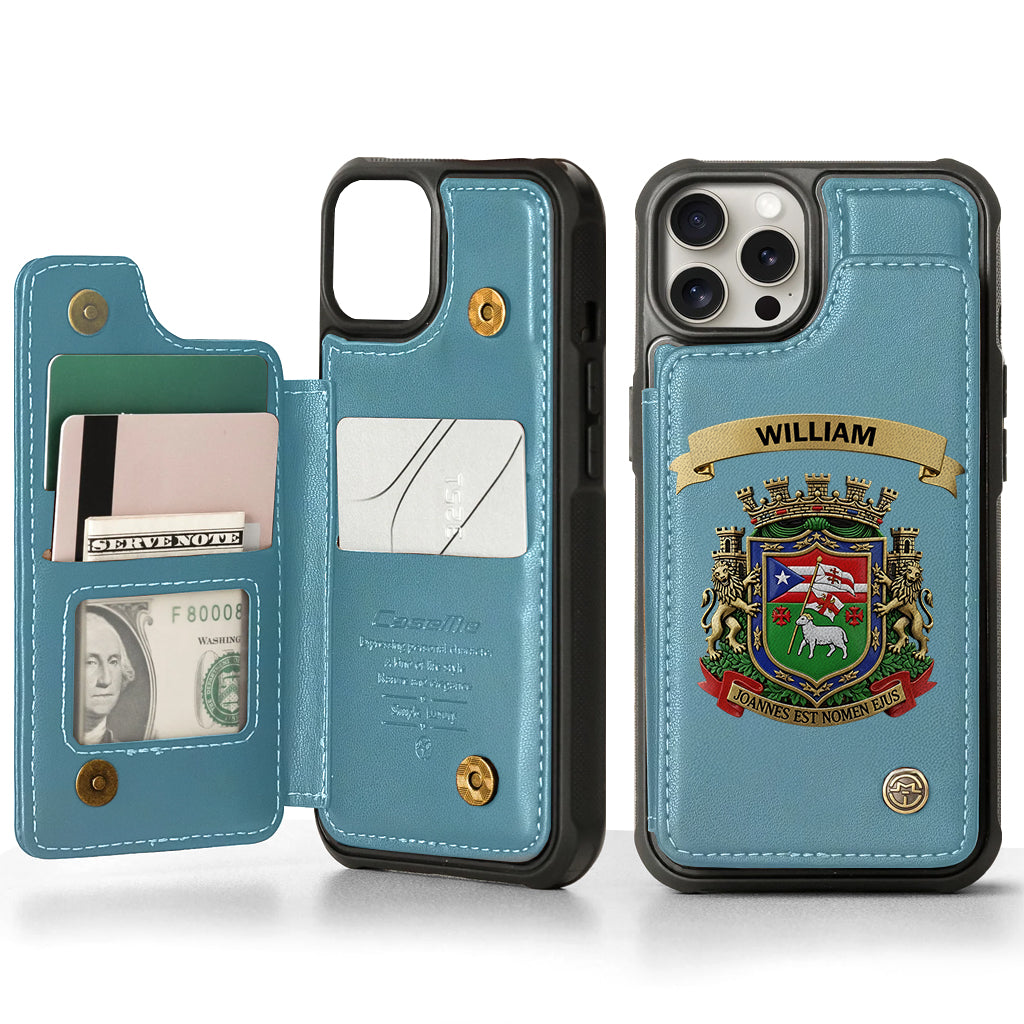 Proud Puerto Rico, Joannes Est Nomen Ejus - Personalized Expats Wallet Phone Case