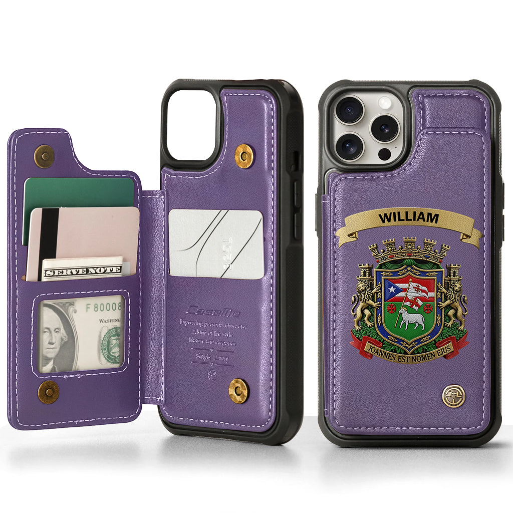 Proud Puerto Rico, Joannes Est Nomen Ejus - Personalized Expats Wallet Phone Case