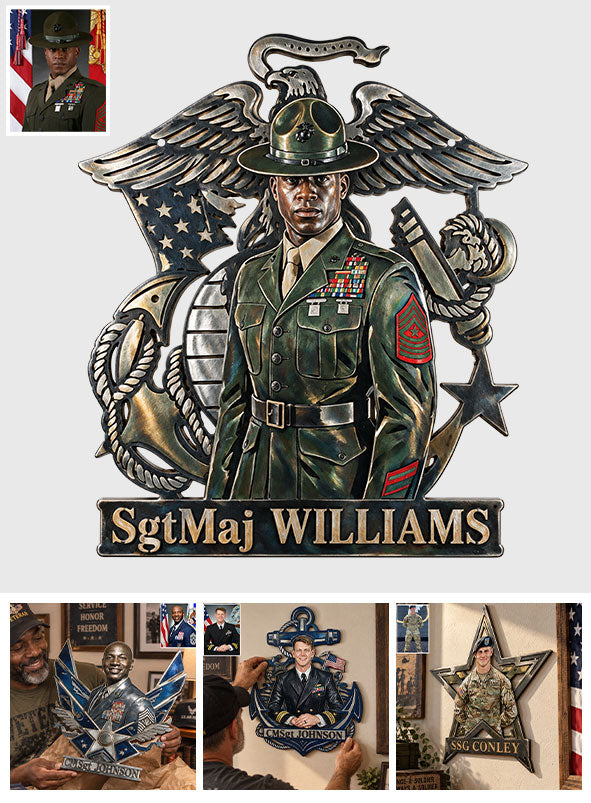 Custom Photo Military - Personalized Veteran 3D Printed Cut Metal Sign
