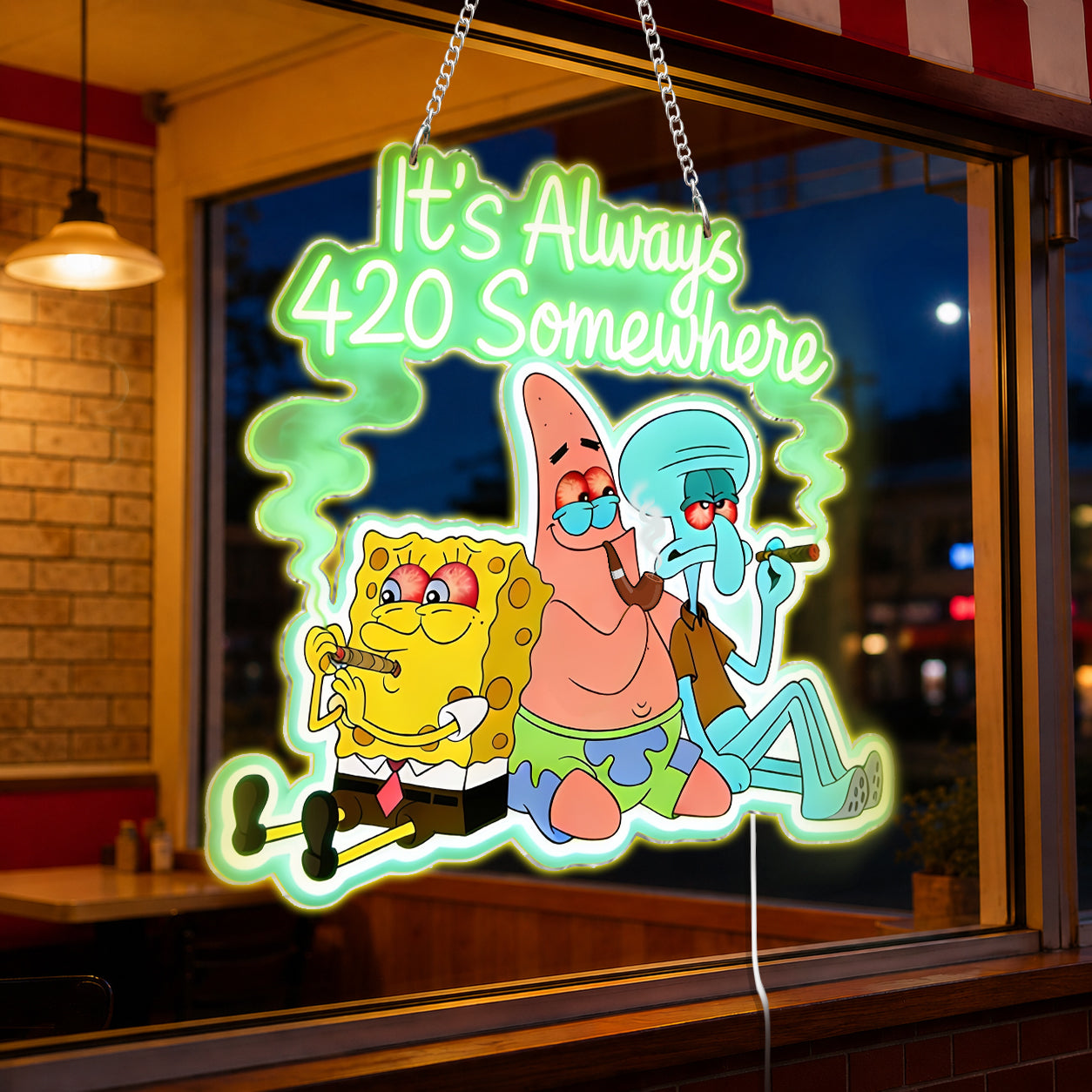 SpongeBong Era, Gift for Stoner - Weed Neon LED Light Sign