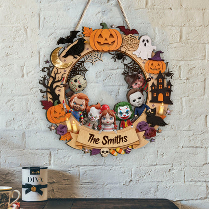 Happy Halloween - Personalized Horror Character Custom Shaped Wood Sign
