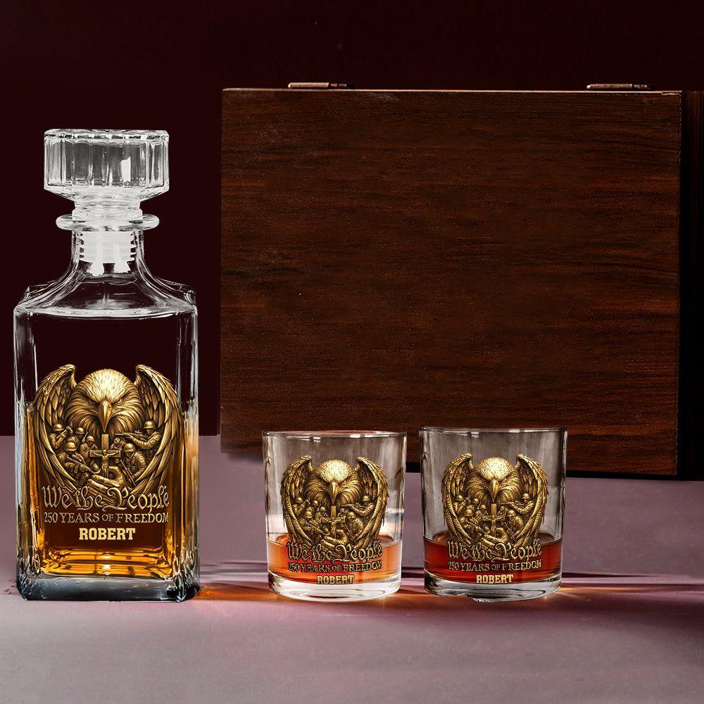250 Years of Freedom We The People - Personalized Veteran Whiskey Decanter Set