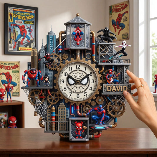 Spider Multiverse - Personalized Spider LED Light Wall Clock