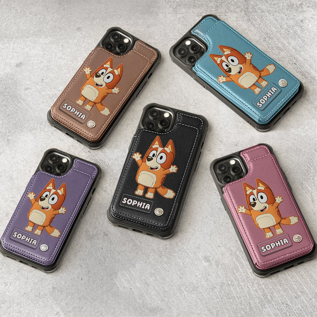Blue Dog Custom Name - Personalized Blue Dog Wallet Phone Case