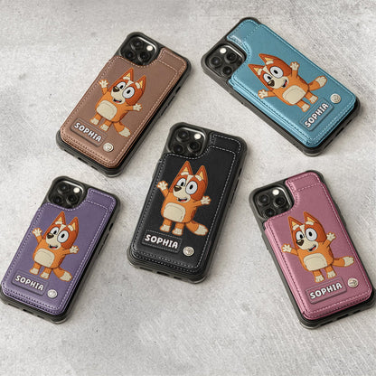 Blue Dog Custom Name - Personalized Blue Dog Wallet Phone Case