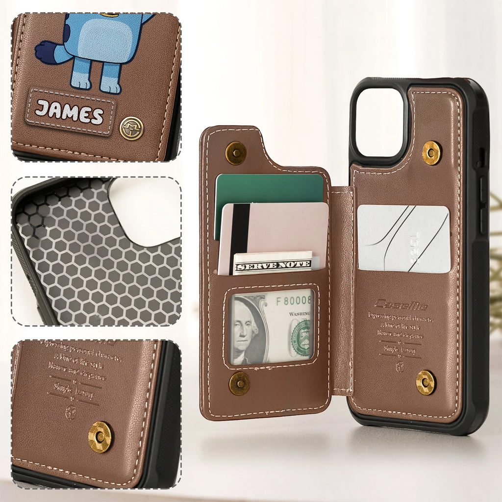 Blue Dog Custom Name - Personalized Blue Dog Wallet Phone Case