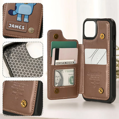 Blue Dog Custom Name - Personalized Blue Dog Wallet Phone Case
