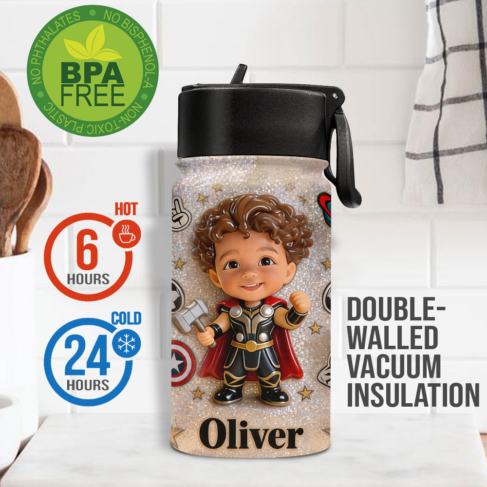 Save The Universe - Personalized Kid Kid Bottle With Plush Charm