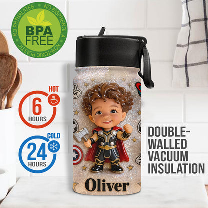 Save The Universe - Personalized Kid Kid Bottle With Plush Charm