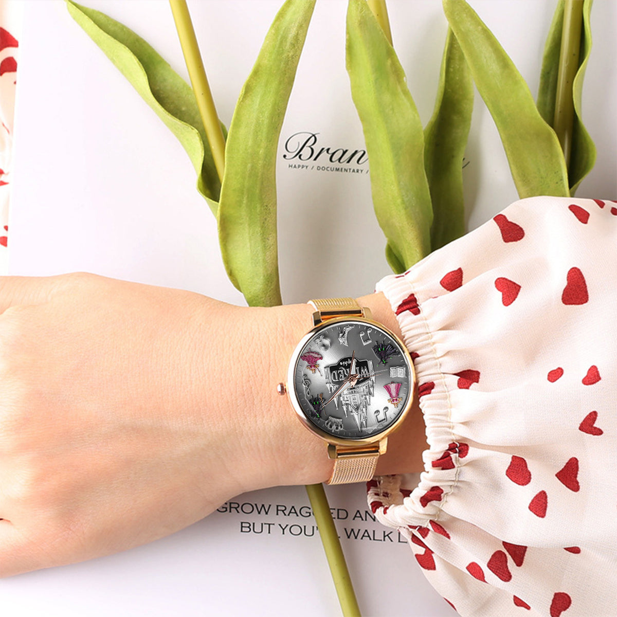 Witch and Princess Harmony - Personalized Green and Pink Women Hand Watch