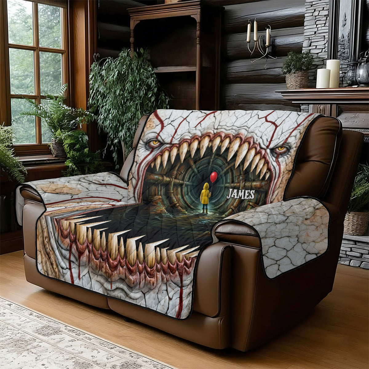 You'll Float Too - Personalized Horror Character Quilted Sofa/Couch Cover
