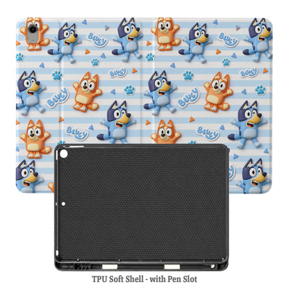 Blue Dog Fans Gift - Personalized Blue Dog Tablet Cover With Pen Slot