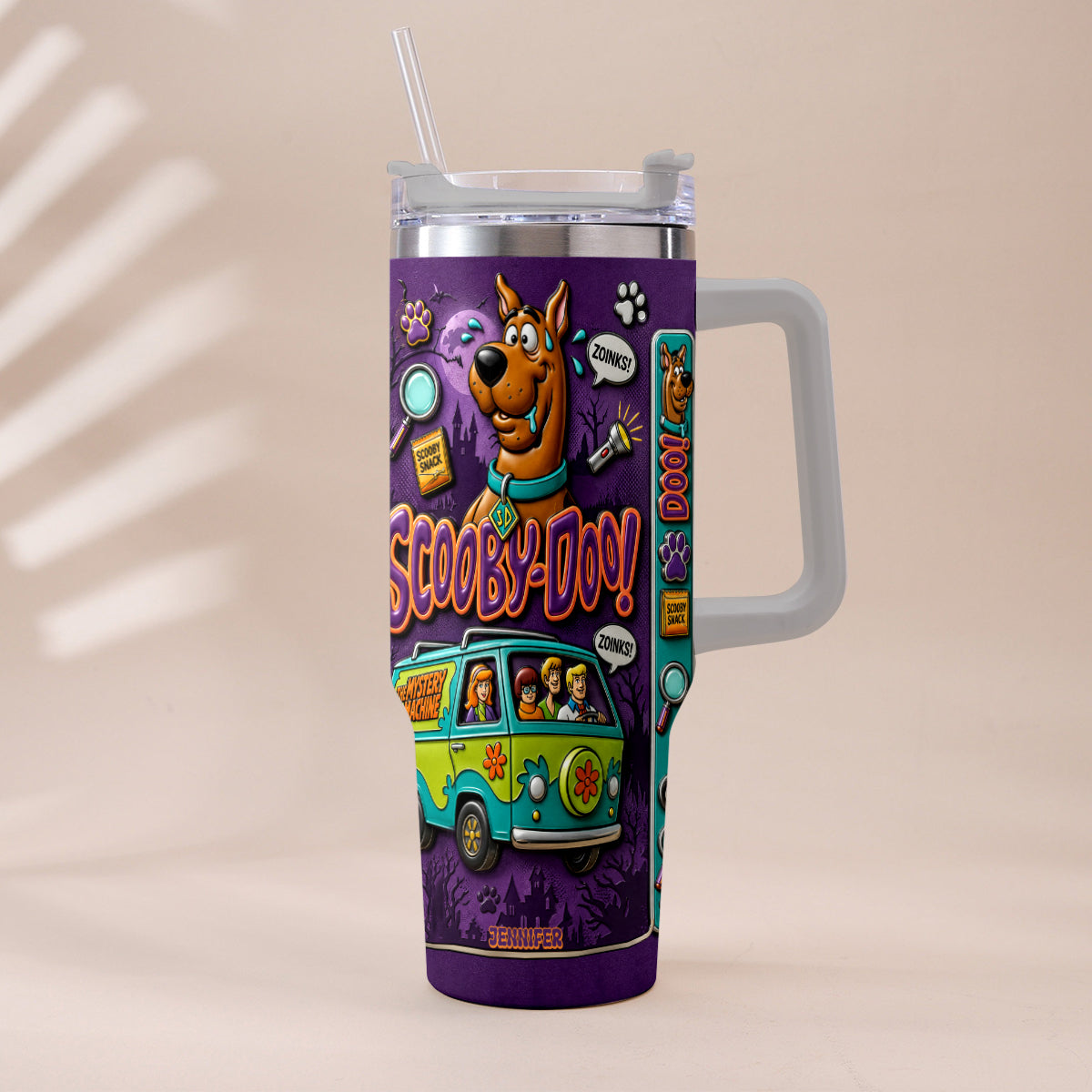 Get In Losers We're Solving Mysteries - Personalized Detective Dog Tumbler With Plush Charm