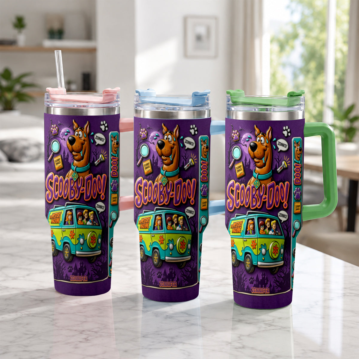Get In Losers We're Solving Mysteries - Personalized Detective Dog Tumbler With Plush Charm