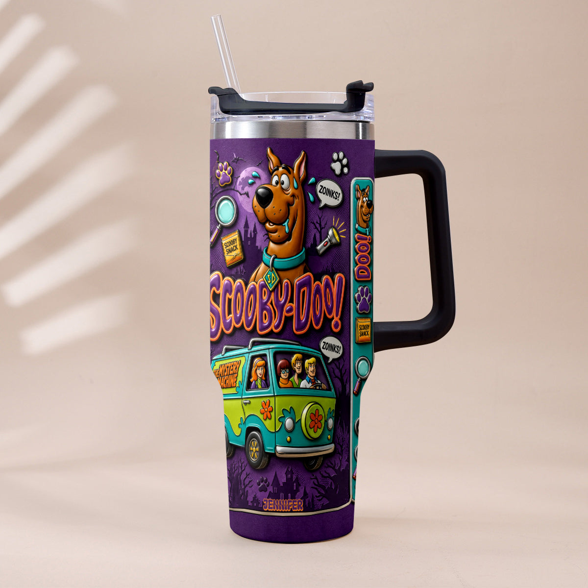 Get In Losers We're Solving Mysteries - Personalized Detective Dog Tumbler With Plush Charm