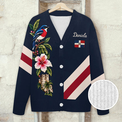 Dominican Republic Pride - Personalized Expats Cardigan Sweater