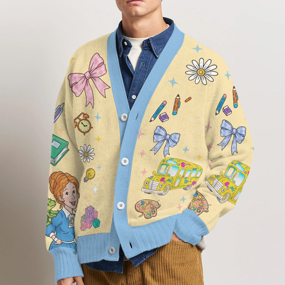 Magic School Bus, Teacher Back To School Gift - Personalized Teacher Cardigan Sweater