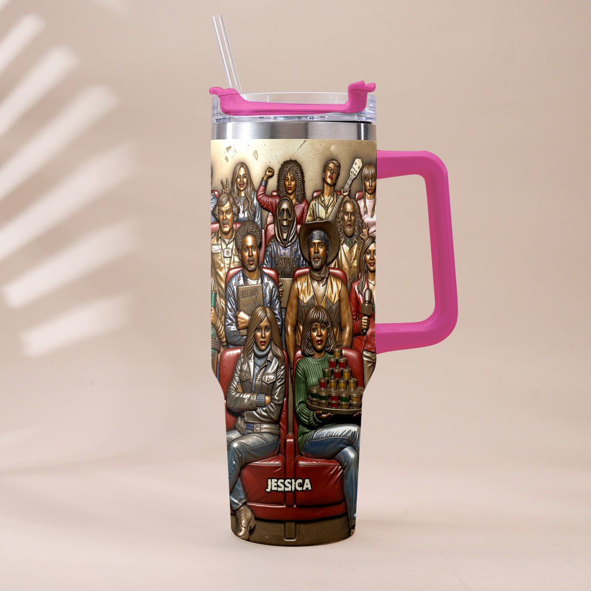 Watching Scary Movie Tumbler - Personalized Horror Movie Tumbler With Plush Charm