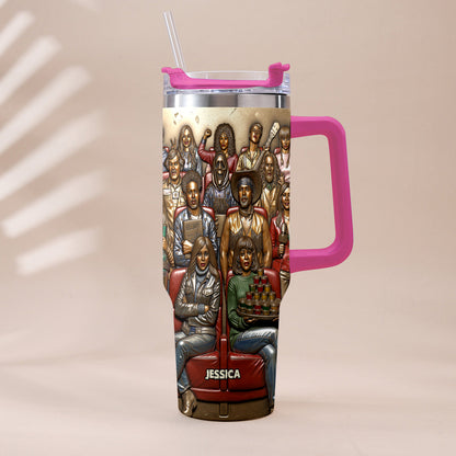 Watching Scary Movie Tumbler - Personalized Horror Movie Tumbler With Plush Charm