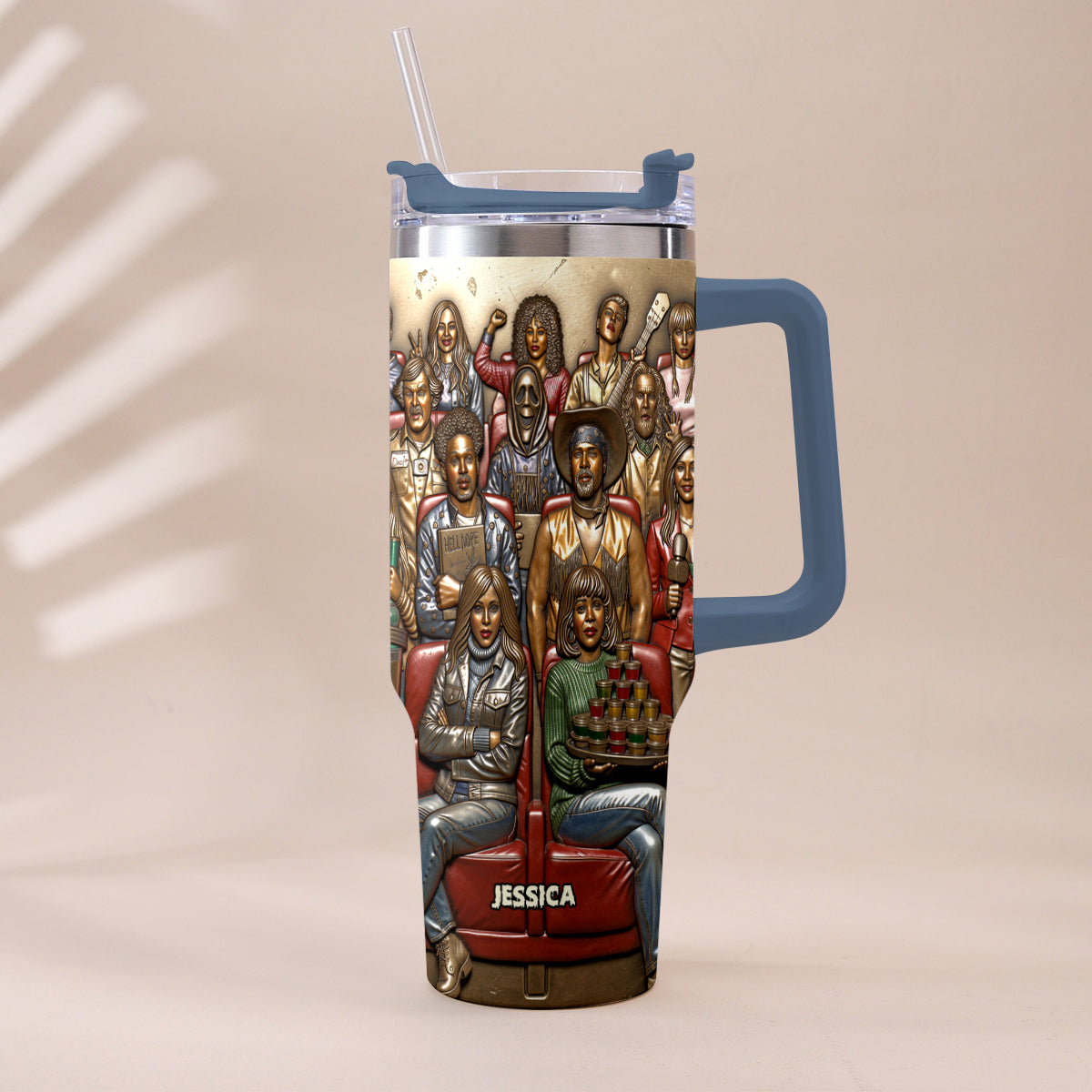 Watching Scary Movie Tumbler - Personalized Horror Movie Tumbler With Plush Charm