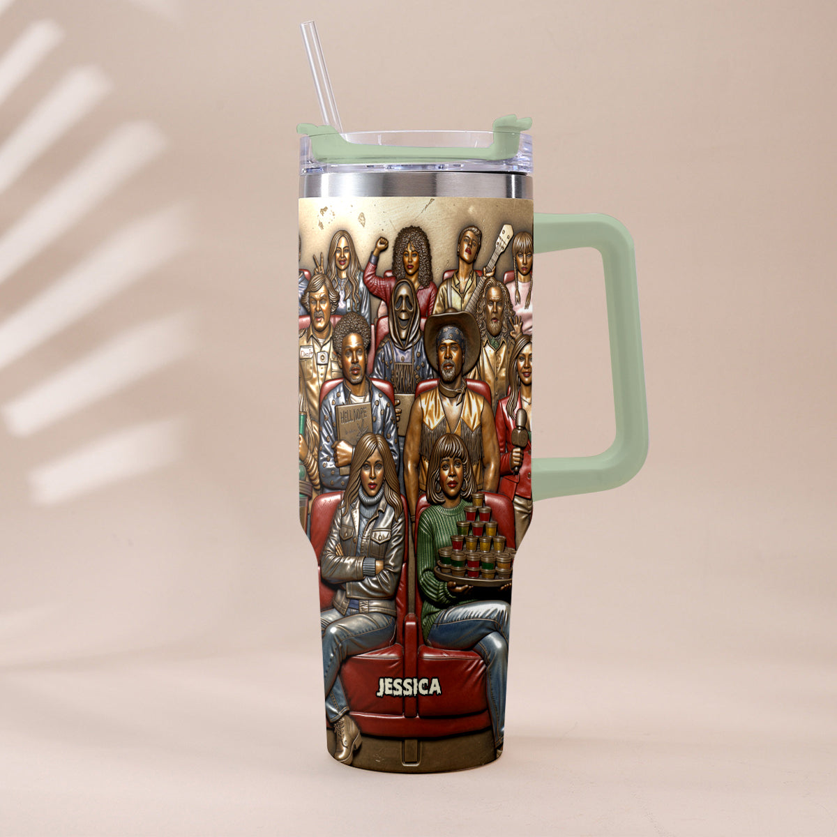 Watching Scary Movie Tumbler - Personalized Horror Movie Tumbler With Plush Charm